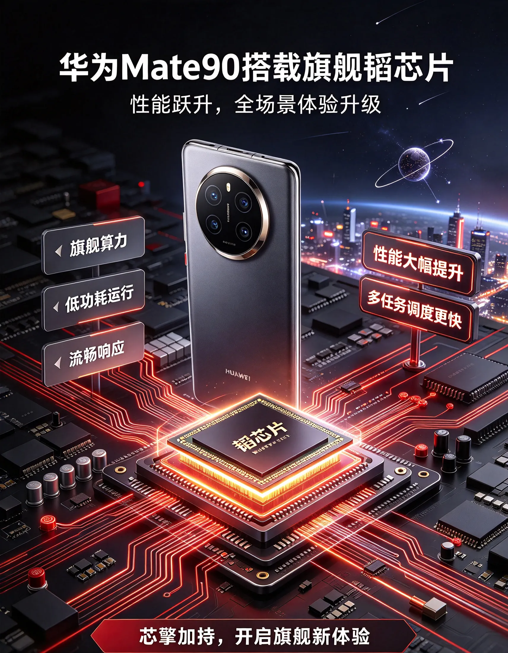 华为Mate 90全系搭载旗舰韬芯片：麒麟9050 Pro晶体管密度2.38亿/mm²，信号“电梯”捅破芯片天花板