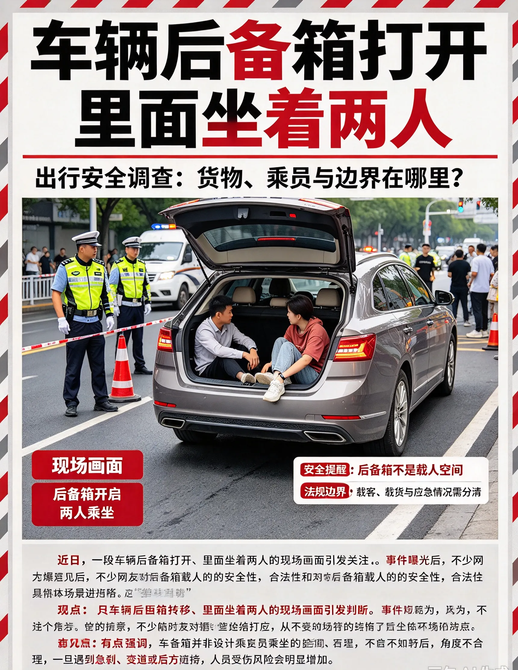 车辆后备箱打开，里面坐着两个人：国庆路上的“亡命操作”，与一场关于“挤一挤”的致命侥幸