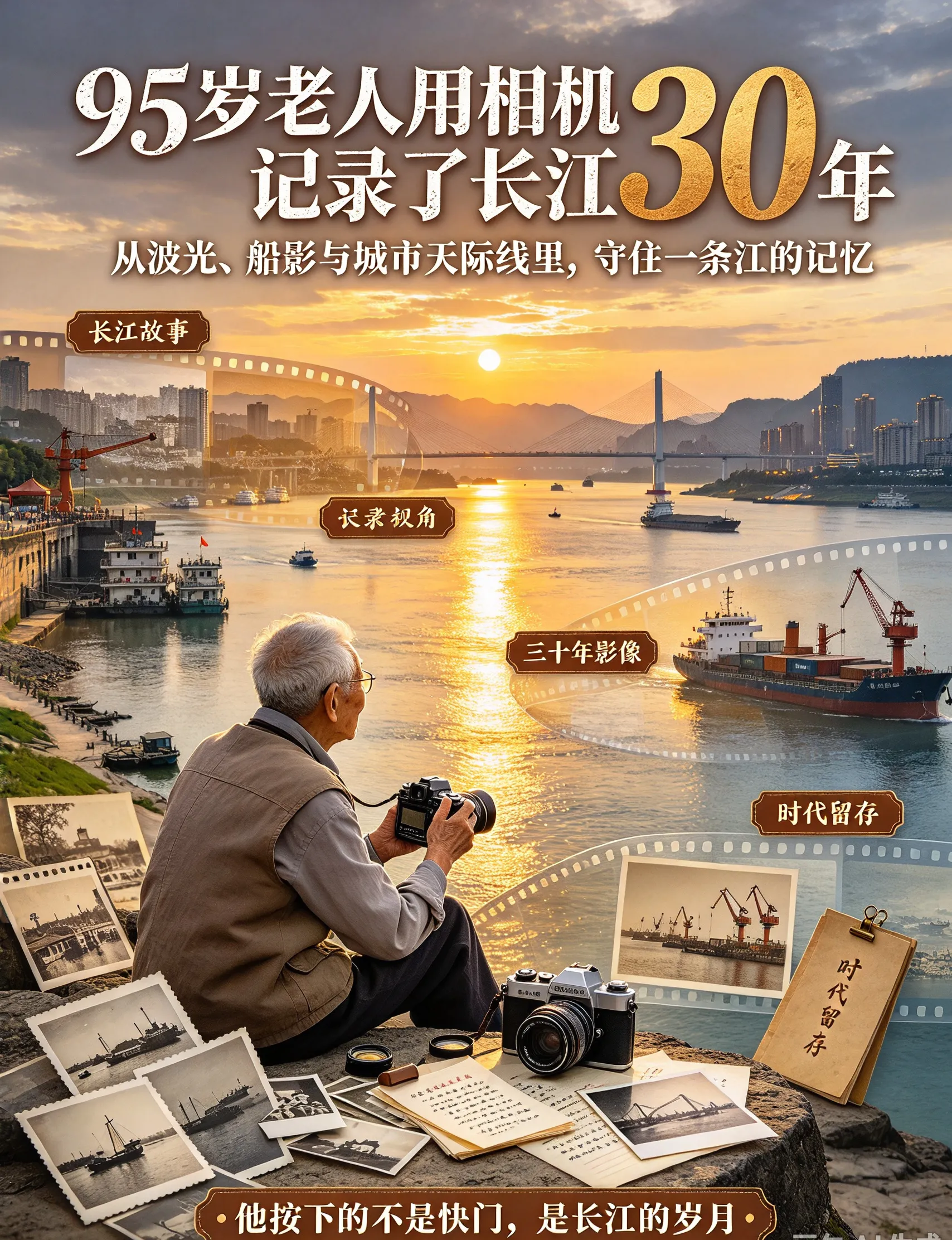 95岁老人用相机记录了长江30年：他给一条江，拍了一本“流动相册”
